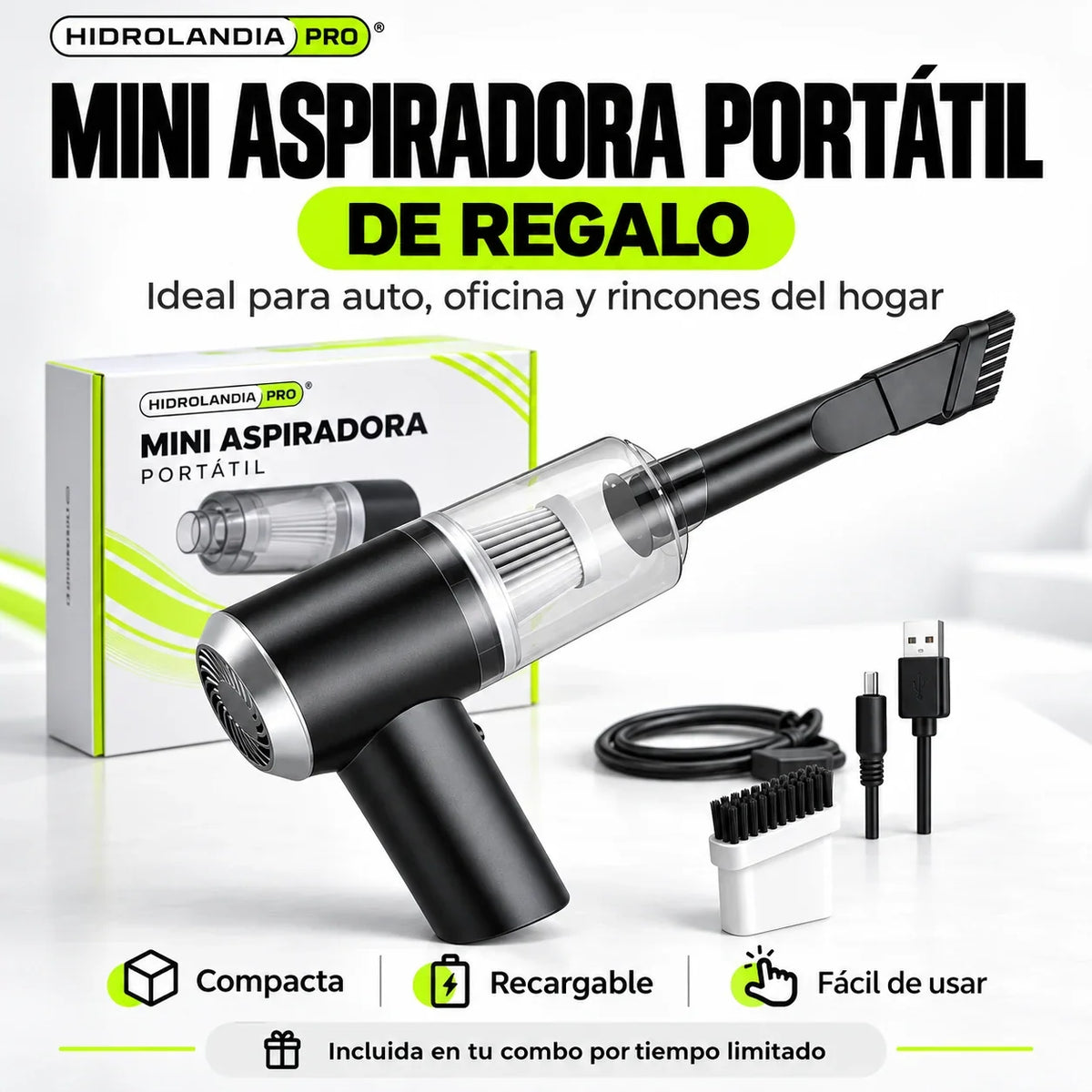 COMBO BLACK FRIDAY: Hidrolavadora + (Aspiradora Portátil + Doble Batería + Maletín)